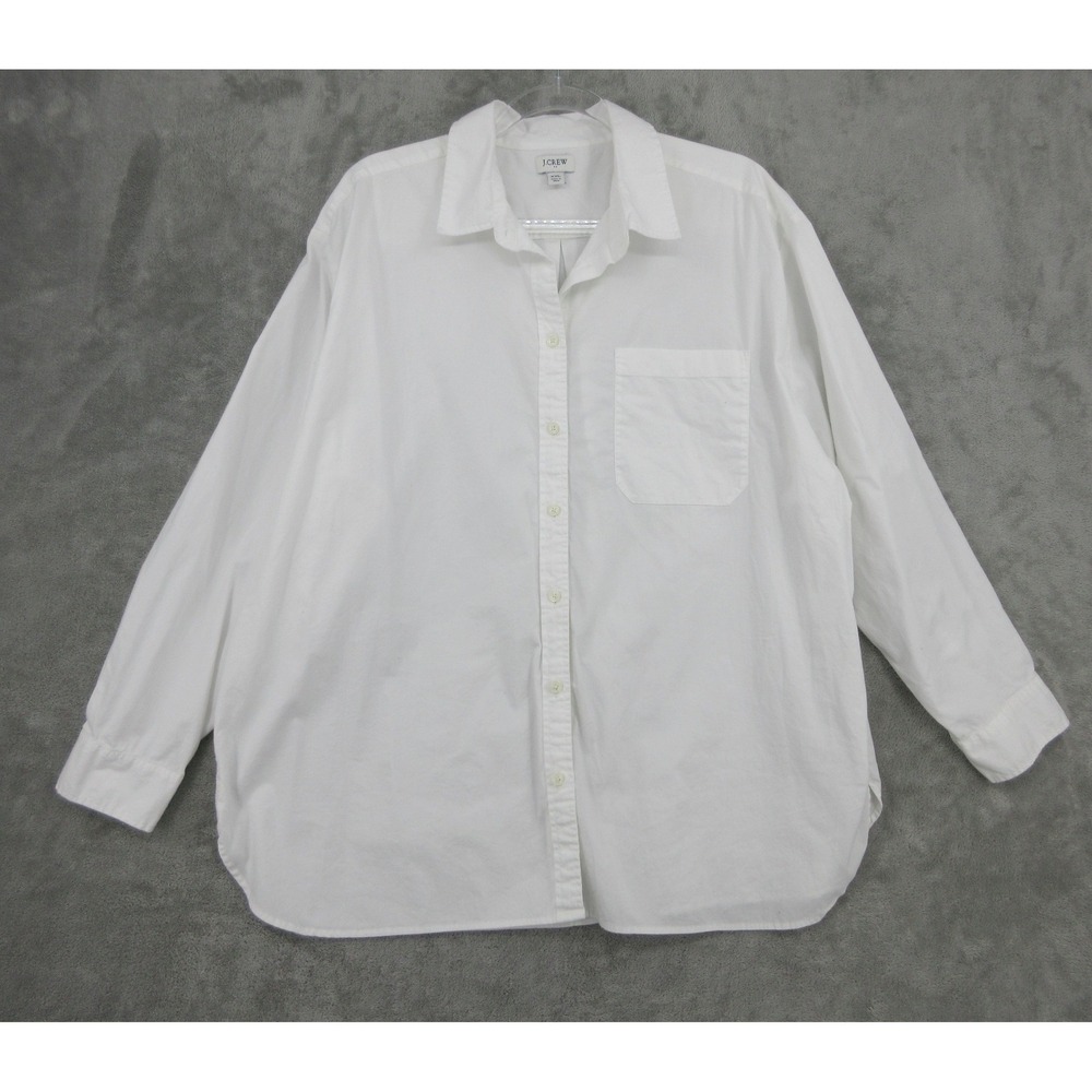 J Crew Shirt Womens Size XXL Relaxed Button Front Minimalist Office White Boxy